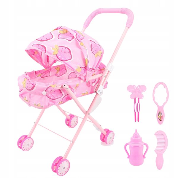 Pratico passeggino giocattolo rosa per bambole, regalo ideale per bambini