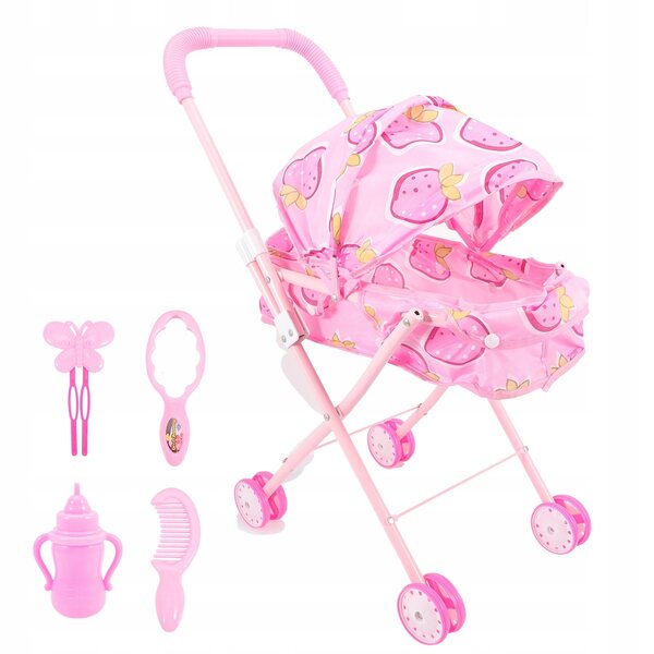 Pratico passeggino giocattolo rosa per bambole, regalo ideale per bambini