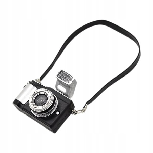 Miniatura digitale di fotocamera SLR nera per bambole 1/12 - decorazione dettagliata