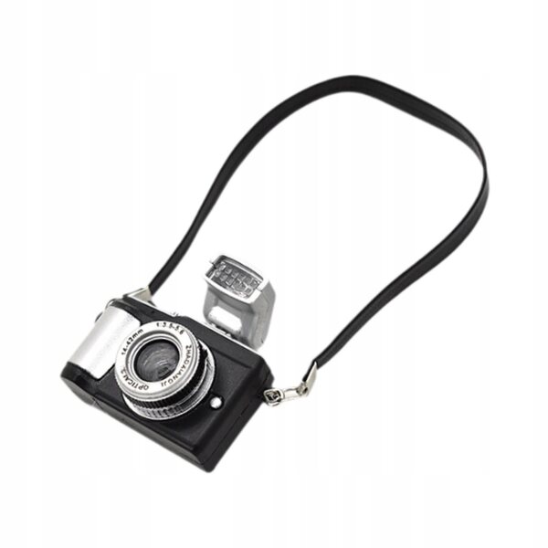 Miniatura digitale di fotocamera SLR nera per bambole 1/12 - decorazione dettagliata
