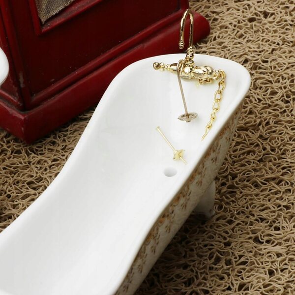 1:12 Puppenhaus-Miniatur-Badezimmer-Set mit Badewanne, Toilette und Waschbecken
