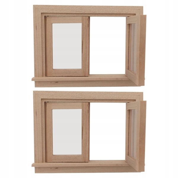 2 Mini-Holzfenster für Puppenhaus – lebensechte und perfekte Dekoration