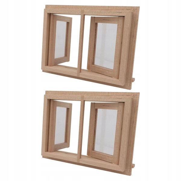 2 Mini-Holzfenster für Puppenhaus – lebensechte und perfekte Dekoration