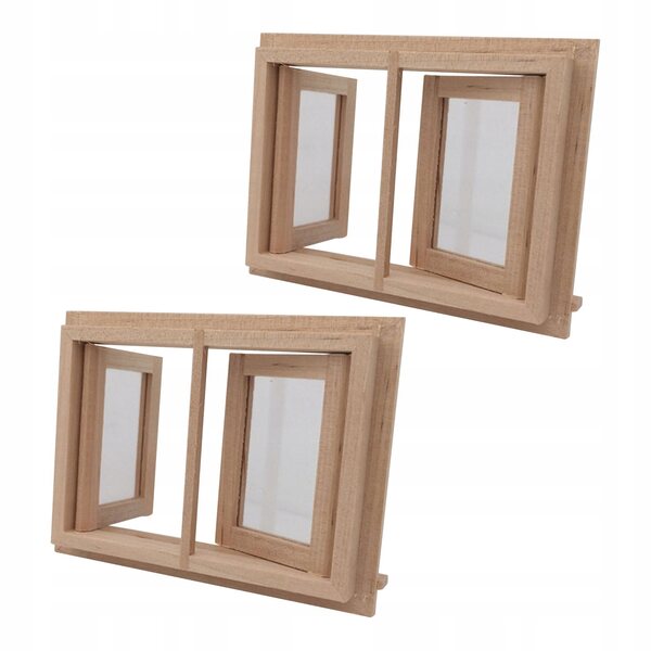 2 Mini-Holzfenster für Puppenhaus – lebensechte und perfekte Dekoration
