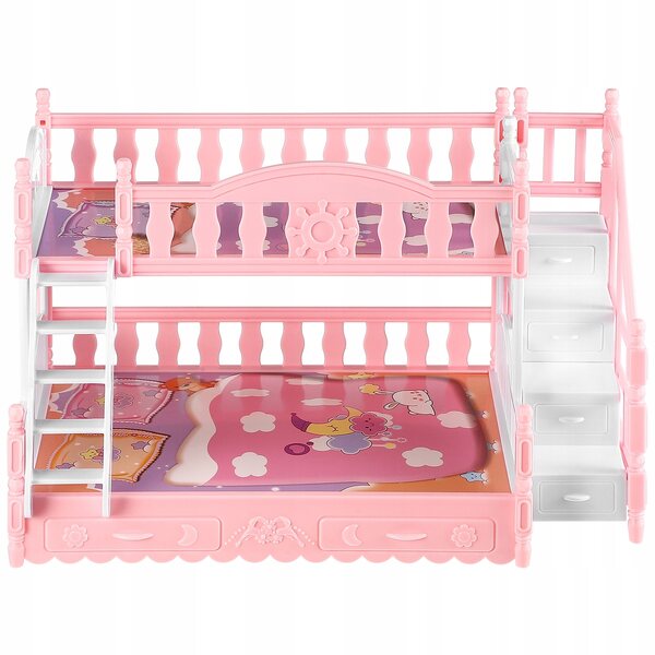 Mini letto a castello per casa delle bambole 22x14 cm in plastica resistente