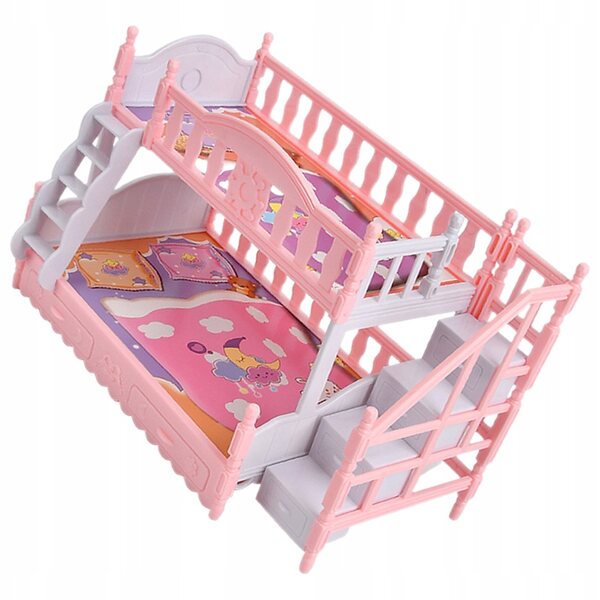 Mini letto a castello per casa delle bambole 22x14 cm in plastica resistente