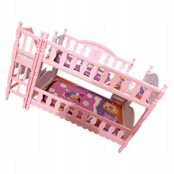 Mini letto a castello per casa delle bambole 22x14 cm in plastica resistente