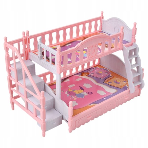 Mini letto a castello per casa delle bambole 22x14 cm in plastica resistente