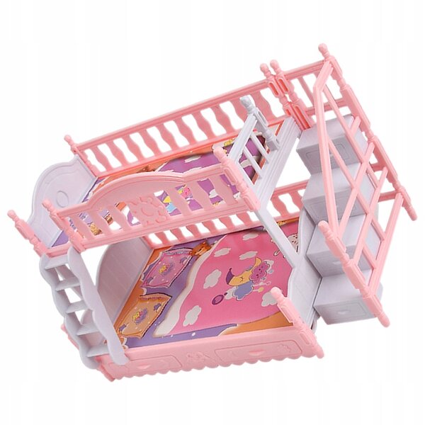 Mini letto a castello per casa delle bambole 22x14 cm in plastica resistente