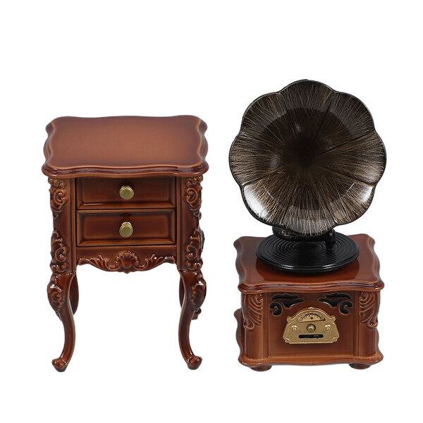 Mini Gramofono Vintage Retro con Suono per Decorazione Domestica e Casa delle Bambole