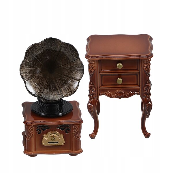 Mini Gramofono Vintage Retro con Suono per Decorazione Domestica e Casa delle Bambole