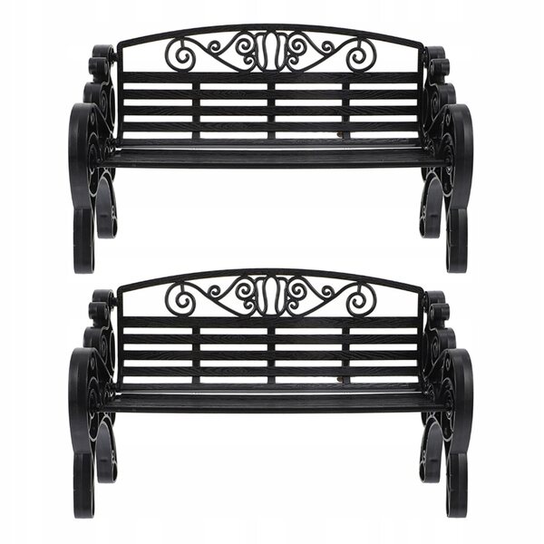 Miniatura panchina nera per casa delle bambole in plastica premium, set 2 pezzi