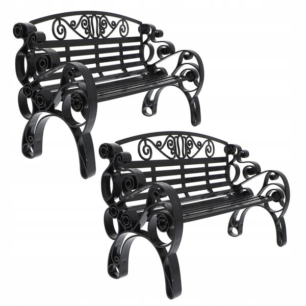 Miniatura panchina nera per casa delle bambole in plastica premium, set 2 pezzi