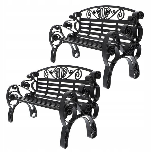 Miniatura panchina nera per casa delle bambole in plastica premium, set 2 pezzi
