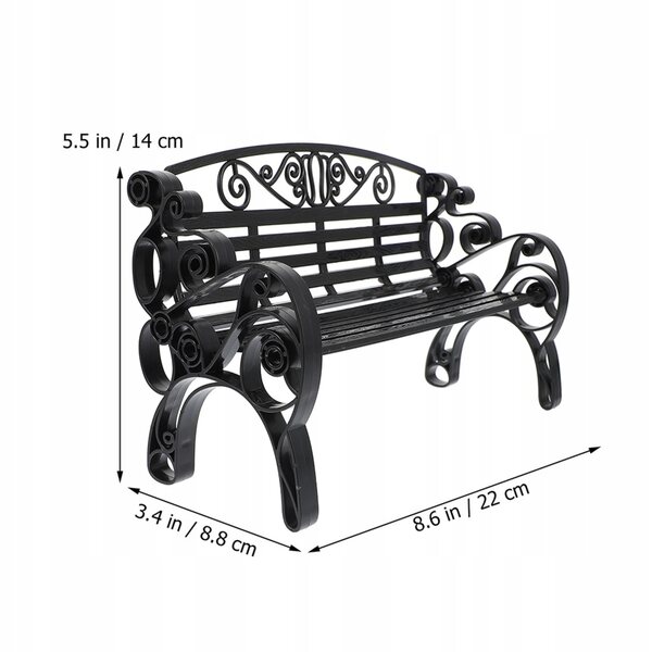 Miniatura panchina nera per casa delle bambole in plastica premium, set 2 pezzi