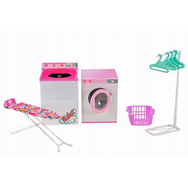 Set Pralnia e Svuotatore per Bambole con Accessori Completi in Plastica e Tessuto