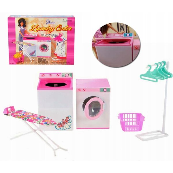 Set Pralnia e Svuotatore per Bambole con Accessori Completi in Plastica e Tessuto