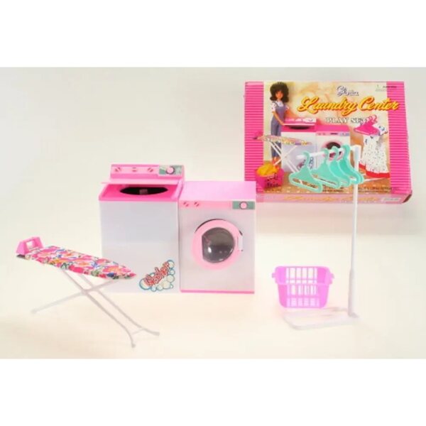 Set Pralnia e Svuotatore per Bambole con Accessori Completi in Plastica e Tessuto