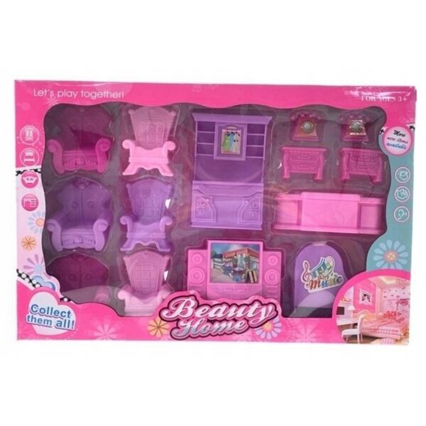 Beauty Home Puppenmöbelset – mehrfarbiges Möbelset für Kinder ab 3 Jahren