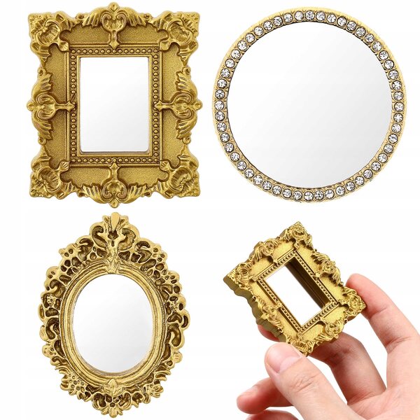 Set 3 Mini Specchi Decorativi in Resina per Case delle Bambole e Miniatura