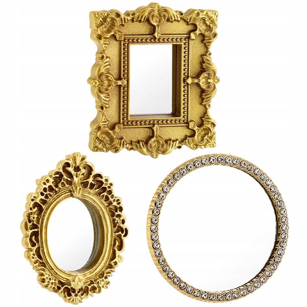 Set 3 Mini Specchi Decorativi in Resina per Case delle Bambole e Miniatura
