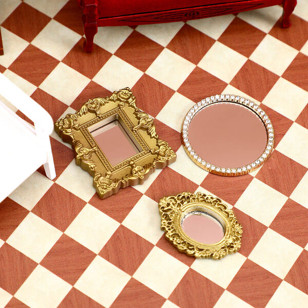 Set 3 Mini Specchi Decorativi in Resina per Case delle Bambole e Miniatura