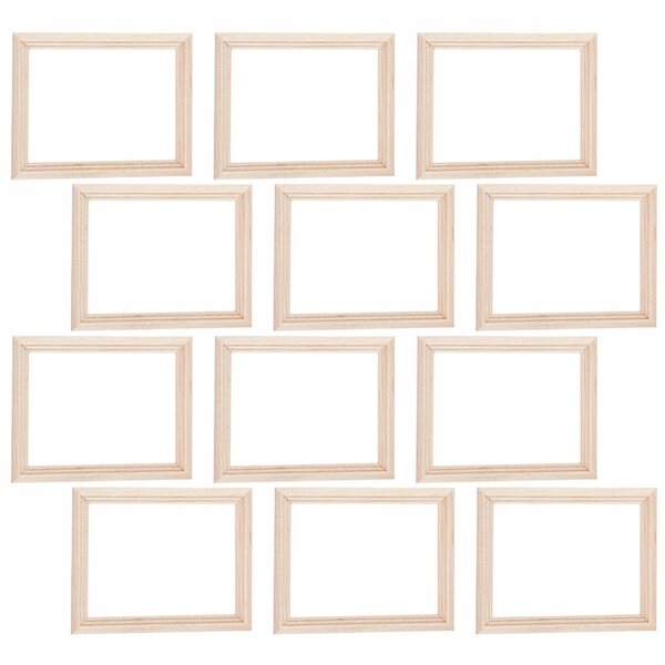 Set 12 Mini Rame Beiges in Legno per Decorazioni e Miniature 7,5x6 cm