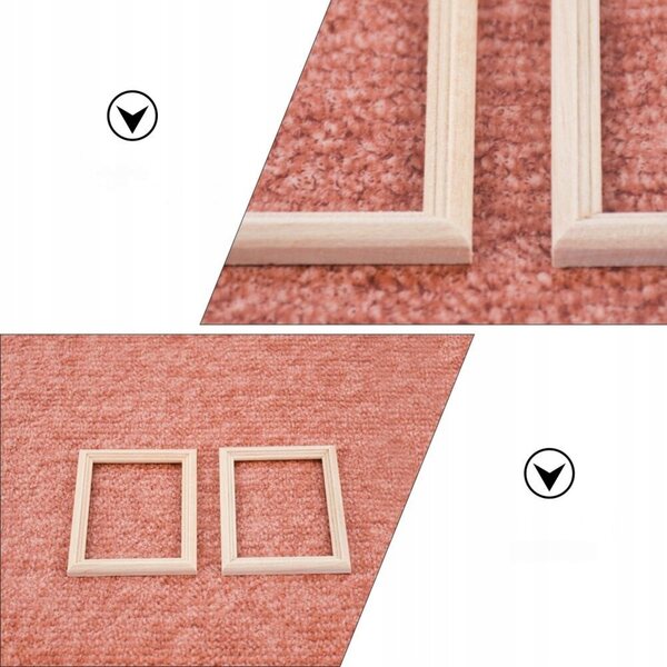Set 12 Mini Rame Beiges in Legno per Decorazioni e Miniature 7,5x6 cm