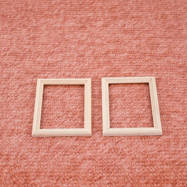 Set 12 Mini Rame Beiges in Legno per Decorazioni e Miniature 7,5x6 cm