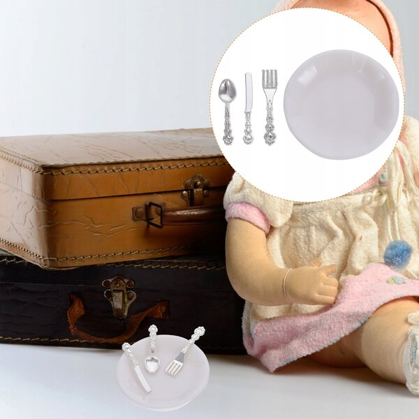 Set Miniature di Posate Decorative per Case delle Bambole in ABS e Metallo