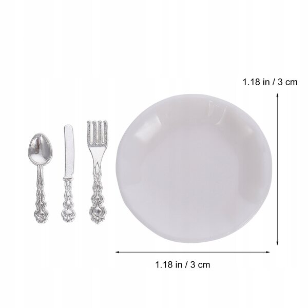 Set Miniature di Posate Decorative per Case delle Bambole in ABS e Metallo