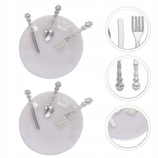 Set Miniature di Posate Decorative per Case delle Bambole in ABS e Metallo