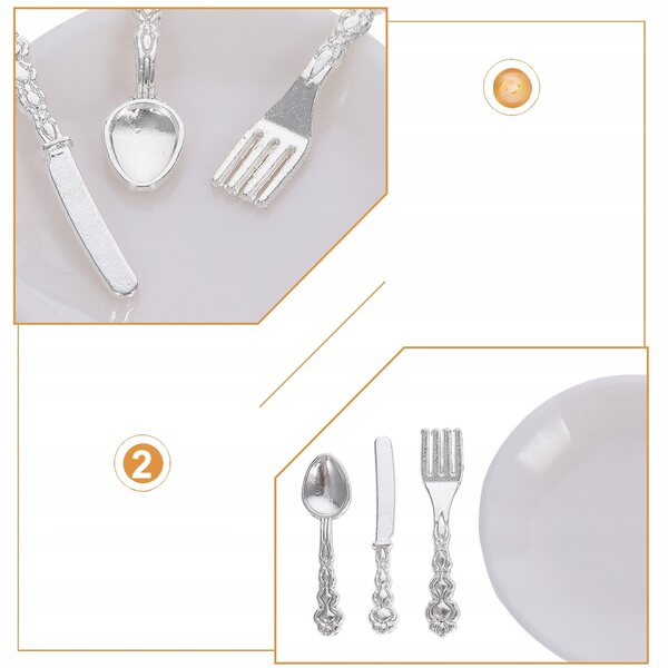 Set Miniature di Posate Decorative per Case delle Bambole in ABS e Metallo