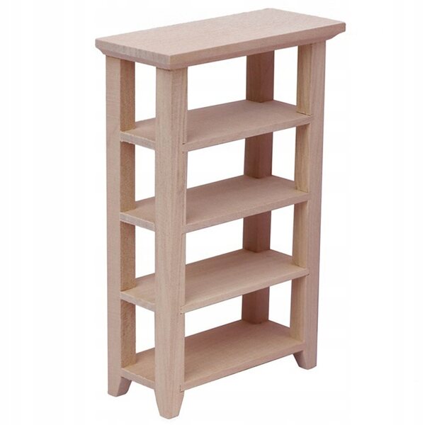 Mini mensola libreria in legno beige per casa delle bambole, 12.6x8.4x7.4 cm