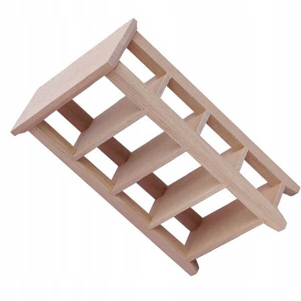 Mini mensola libreria in legno beige per casa delle bambole, 12.6x8.4x7.4 cm
