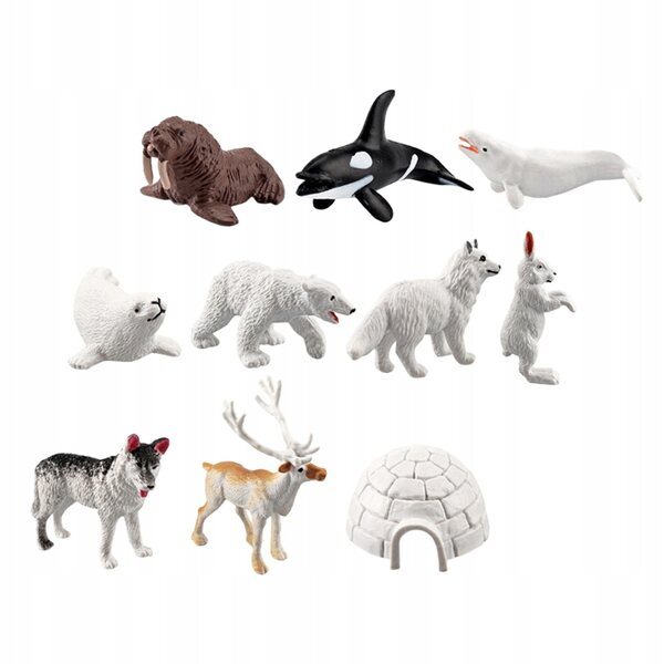 Lot de 10 miniatures d'animaux arctiques en PVC pour décorations et travaux manuels créatifs