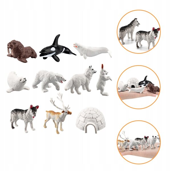 Set da 10 Miniature Animali Artici in PVC per Decorazioni e Lavoretti Creativi