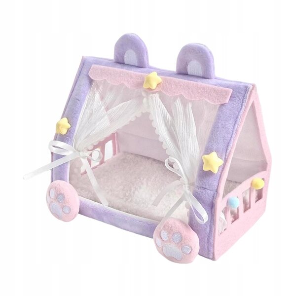 Letto tenda portatile per bambole in poliestere, accessorio decorativo per casa delle bambole