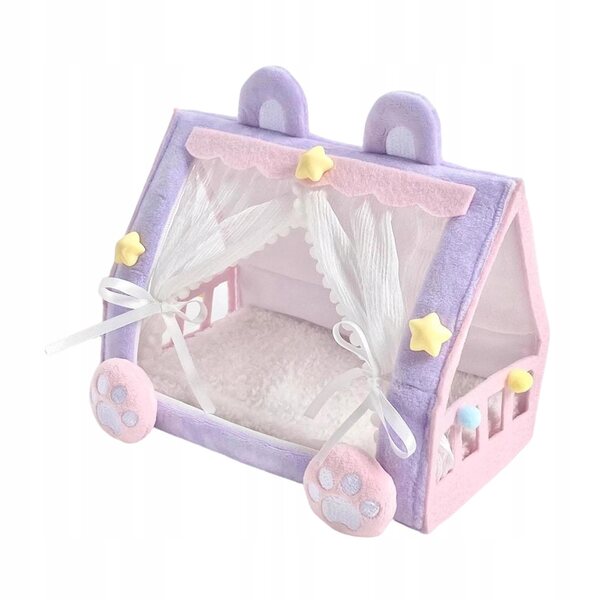 Letto tenda portatile per bambole in poliestere, accessorio decorativo per casa delle bambole