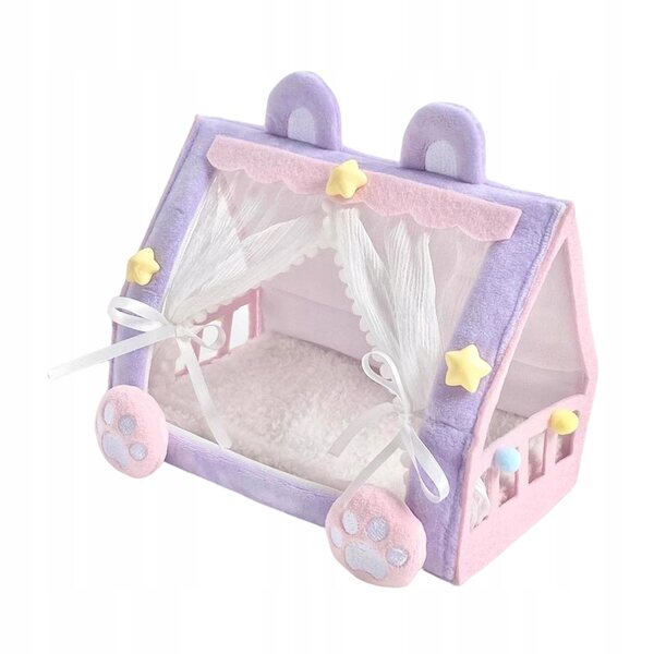 Letto tenda portatile per bambole in poliestere, accessorio decorativo per casa delle bambole