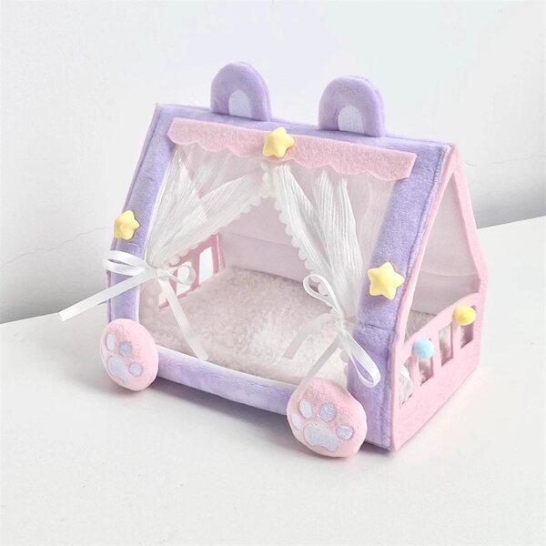 Letto tenda portatile per bambole in poliestere, accessorio decorativo per casa delle bambole