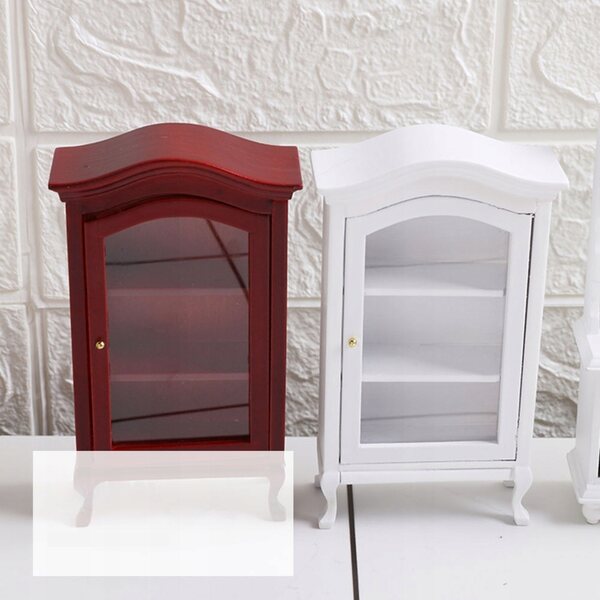 Mini Vetrina in Legno Bianco 1:12 per Decorazione e Gioco Bambini