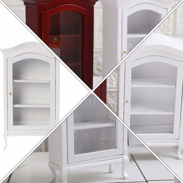 Mini Vetrina in Legno Bianco 1:12 per Decorazione e Gioco Bambini