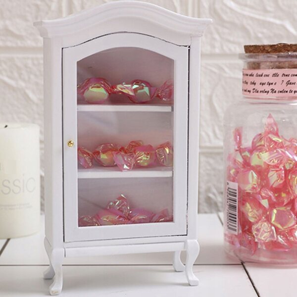 Mini Vetrina in Legno Bianco 1:12 per Decorazione e Gioco Bambini