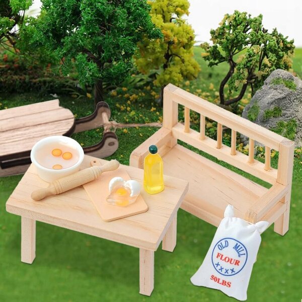 Set 9 mobili in legno per casa delle bambole, accessori decorativi 1:12