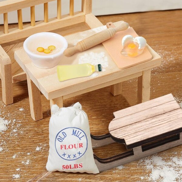Set 9 mobili in legno per casa delle bambole, accessori decorativi 1:12