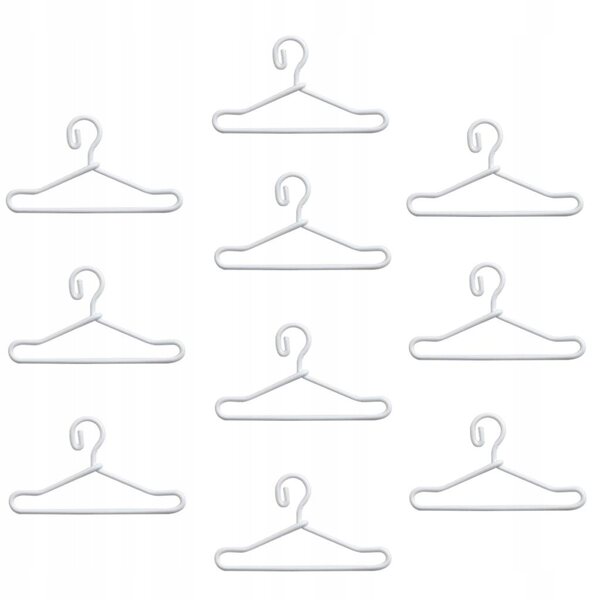 Lot de 10 cintres en métal pour vêtements de poupée blancs de 150 mm