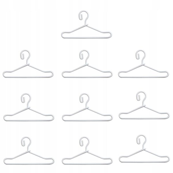 Lot de 10 cintres en métal pour vêtements de poupée blancs de 150 mm