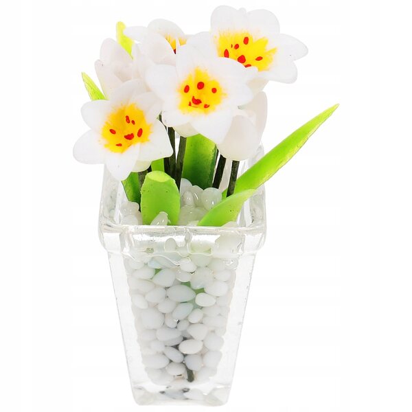 Mini pianta in vaso decorativa per casa in miniatura, stile realistico bianco