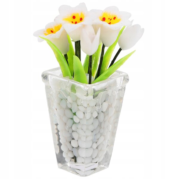 Mini pianta in vaso decorativa per casa in miniatura, stile realistico bianco